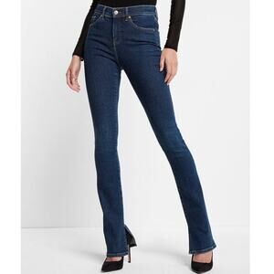 Express Mid Rise Dark Wash Skyscraper Jeans size 10R Flare Kick Stretch